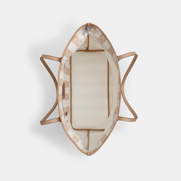 Large City Coach Tote Bag In Signature Canvas With Stripe. Sand &Tan. NWT - Picture 3 of 10